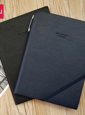 得力笔记本软皮面记事本简约大气商务工作会议办公25k学生本子