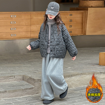 女童棉衣外套秋冬装2025新款儿童洋气时髦夹克大童夹棉保暖棉袄潮