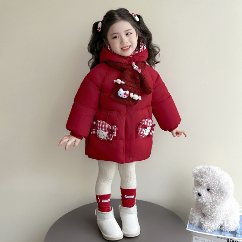 女童冬季棉服2025新款时髦洋气中小童加厚保暖棉衣女宝宝加绒外套