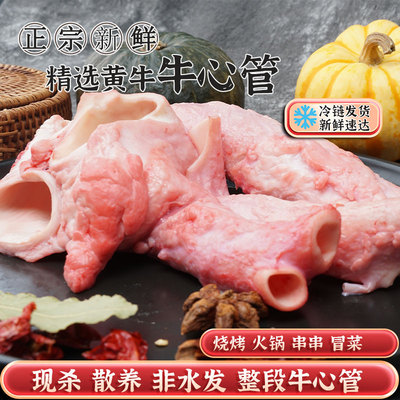 新鲜去油牛心管黄喉火锅食材