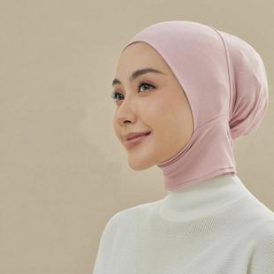 新绑带松紧纯色打底小帽包头帽连脖头巾帽