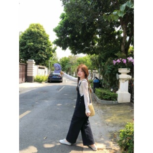 memorial.真酱 屁帘背带裤韩系慵懒女百搭日常通勤惬意舒适休闲