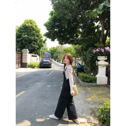 韩系慵懒女百搭通勤背带裤