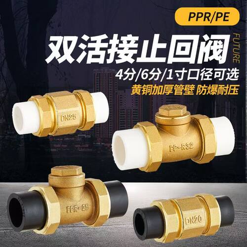 PE止回阀PPR卧立式双活接单向阀