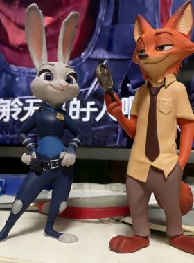 疯狂动物城3D立体打印白模涂色兔子朱迪狐狸尼克彩绘石膏娃娃涂色