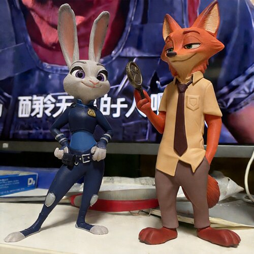 疯狂动物城涂色3D立体打印白模涂色兔子朱迪狐狸尼克非石膏娃娃