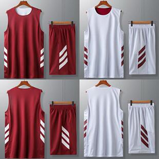 酒红色双面穿篮球服双口袋篮球衣定制正反面穿比赛服印号定制LOGO