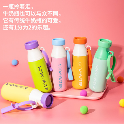 High-Appearance-Value Milk Bottle Thermos Cup, 316 Stainless Steel Straw Cup, Portable Dual-Use Cute Water Cup, Student Gift