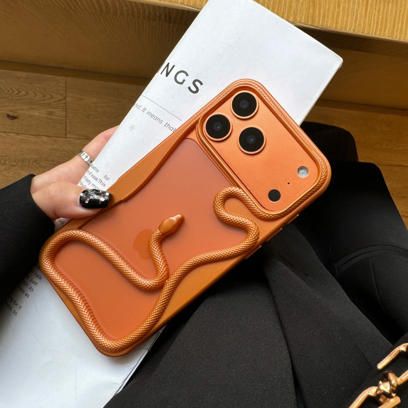 个性镂空小蛇适用于iPhone17promax手机壳橙色17Air个性高级感16pro创意15pro情侣款14/13软壳12防摔11proMax