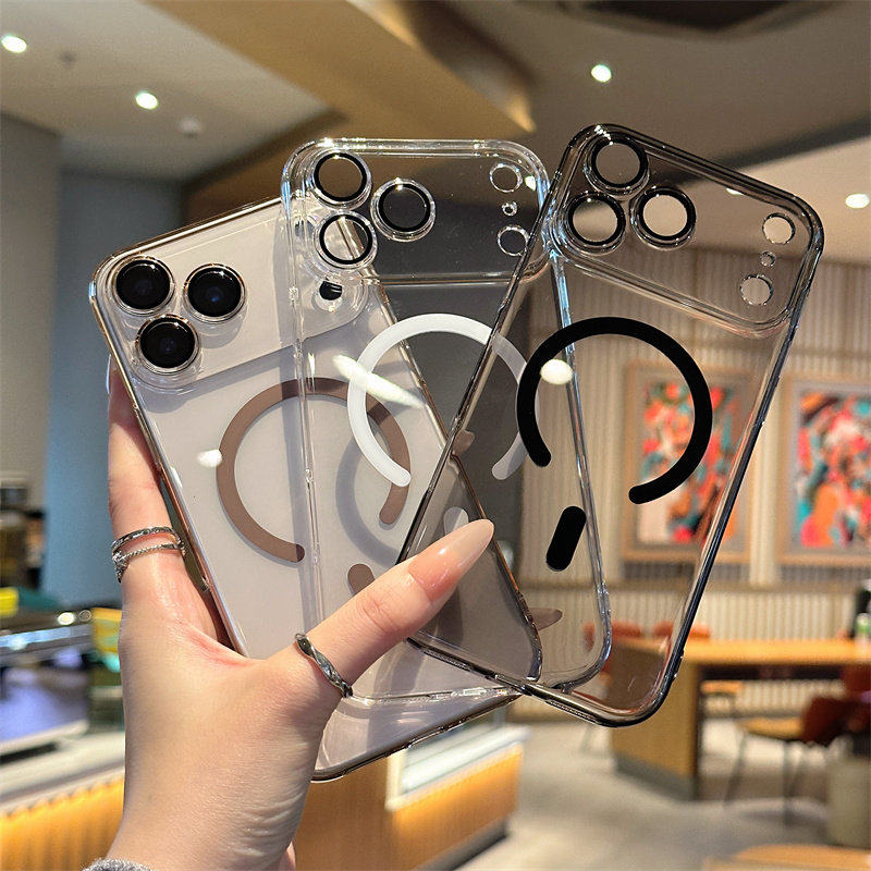 全包轻薄PC硬壳适用苹果17pro手机壳简约透明iphone16promax磁吸充电不发黄15/14plus防摔13保护套12pro男女