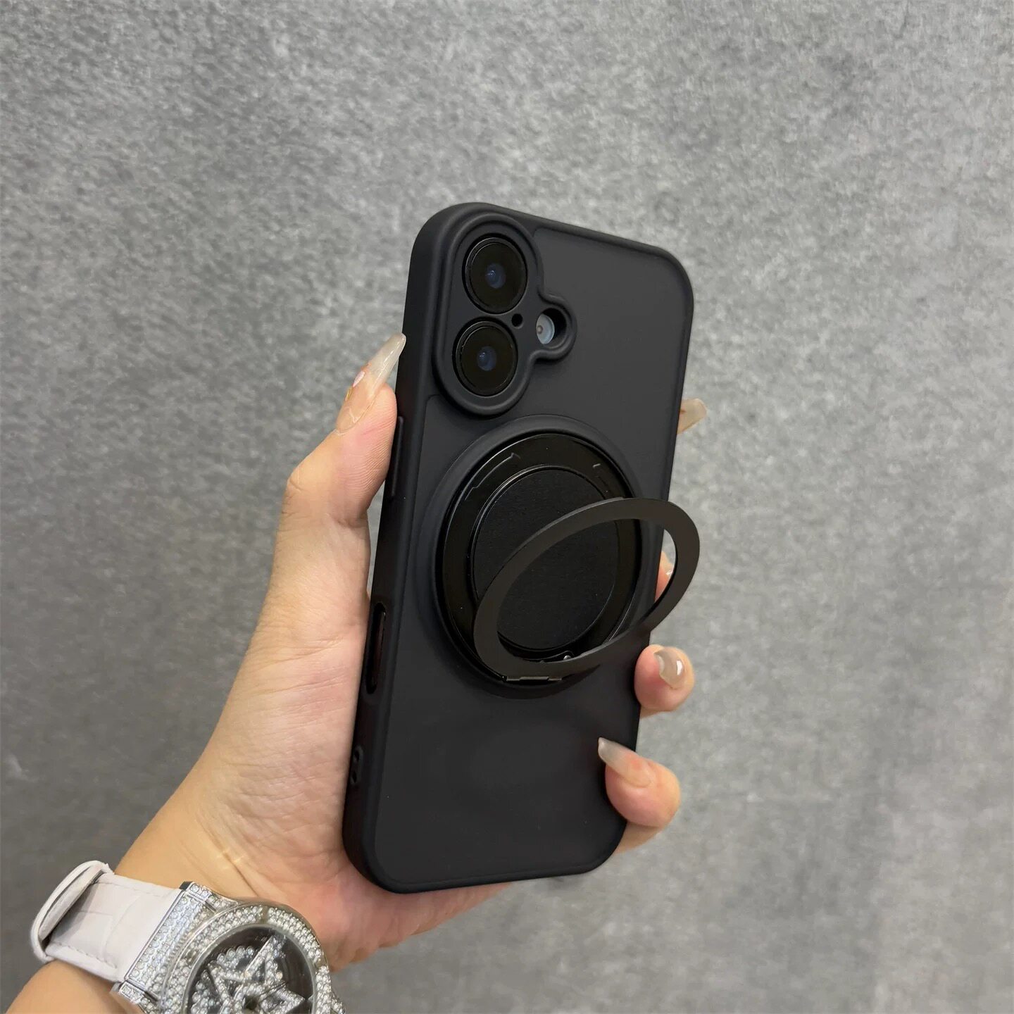 新款潮流支架适用苹果17pro指环扣手机壳可360旋转iPhone15promax带支撑16plus时尚13背后支点12全包17保护套