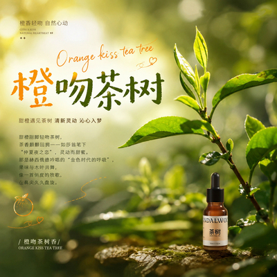 橙吻茶树味香薰精油手工石膏蜡烛冷香仪香薰机Diy加湿器夏天净化