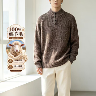 男羊毛衫100纯羊毛衣服男款潮流高级感青少年大学生针织外套男式