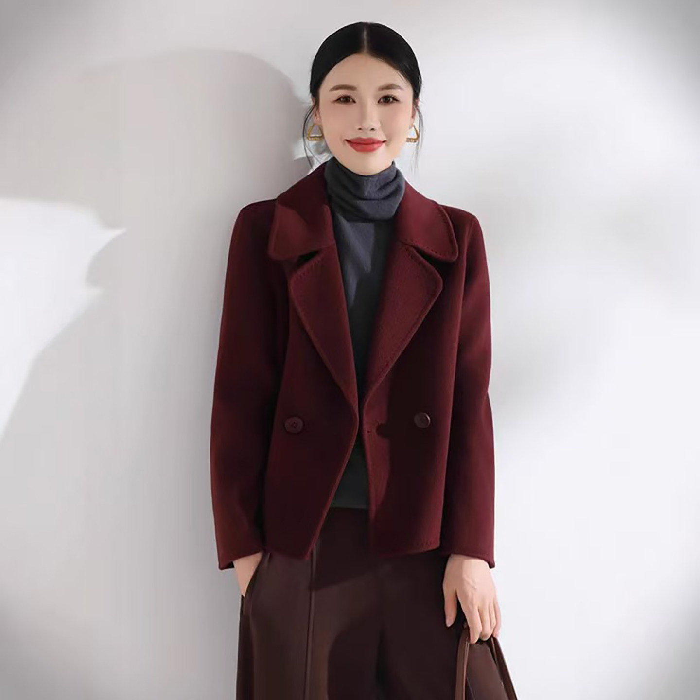 女士小个子纯羊毛西装外套新款女装上衣秋装女款2026新款时尚西服
