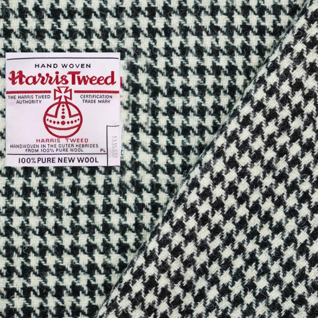 黑白千鸟格哈里斯粗花呢布料面料