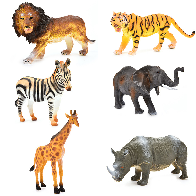 严选儿童仿真动物模型玩具老虎狮子大象犀牛动物模型儿童玩具跨境