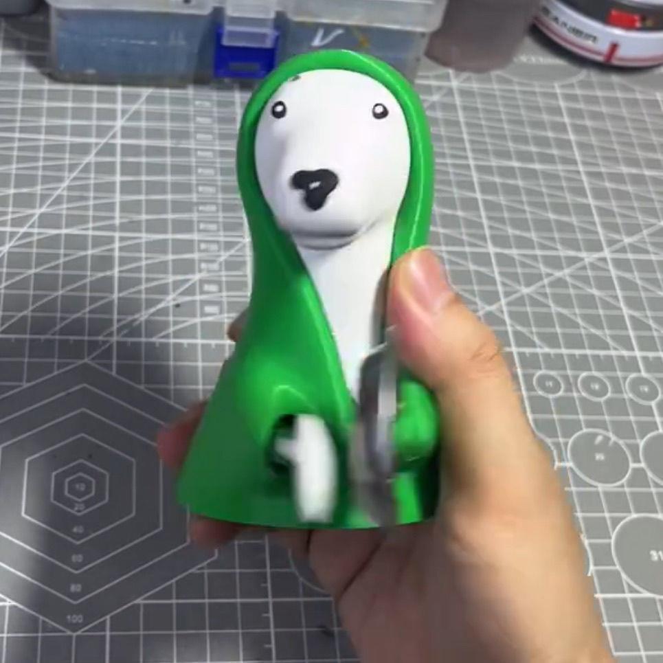 搞点动静狗创意搞怪敲盆狗响铃绿色小狗整点儿动静狗子摆件小