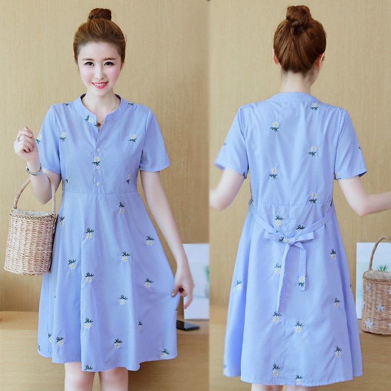 孕妇夏装娃娃裙2022新款时尚夏天裙子孕妈妈职业连衣裙上班工作服