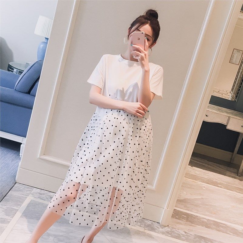 孕妈妈连衣裙仙女超仙韩版孕妇夏装2021时尚新款潮妈网纱夏天裙子