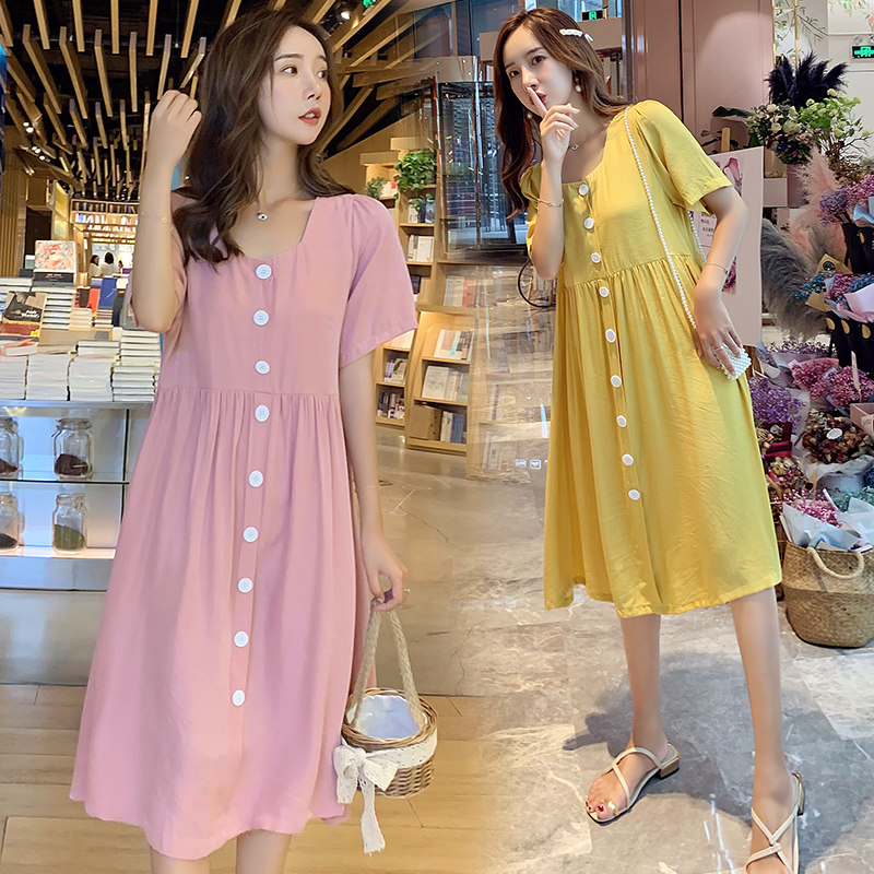 遮孕肚女装洋气夏装时尚2022新款夏天潮妈孕妇连衣裙长款过膝裙子
