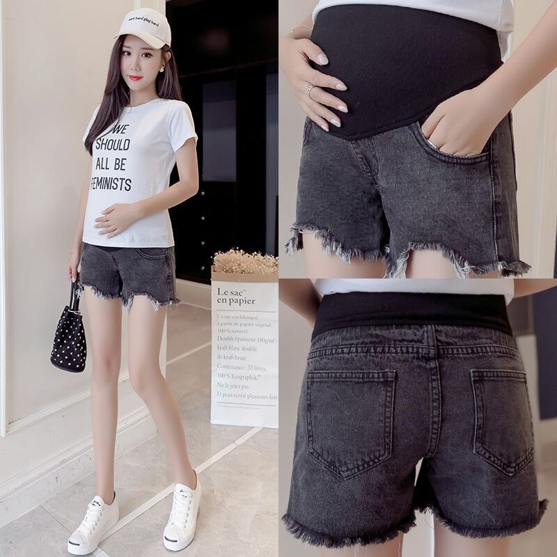 孕妇牛仔短裤夏季时尚2020新款夏薄款外穿破洞托腹裤子宽松打底裤