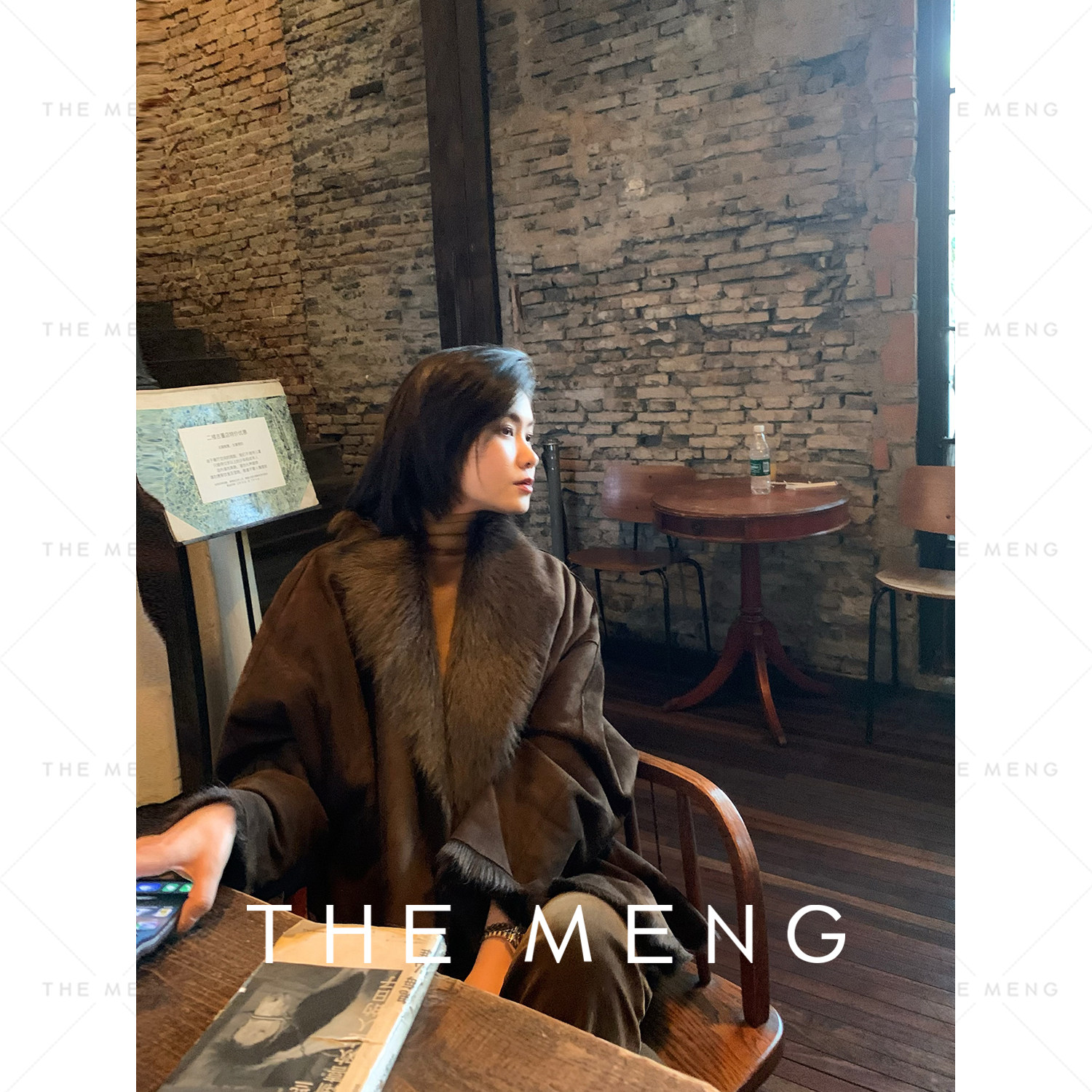 THE MENG【耀眼】优雅复古风小山羊毛皮一体皮草外套