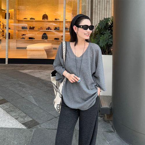 HE MENG【和煦】精纺棉极简贵奢气质宽松显瘦休闲短袖T恤女秋季