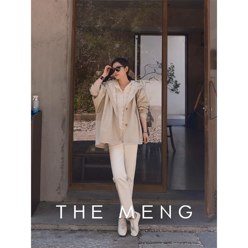 THE MENG【山本】精选棉弹牛仔布白牛丹宁通勤九分烟管牛仔裤女春