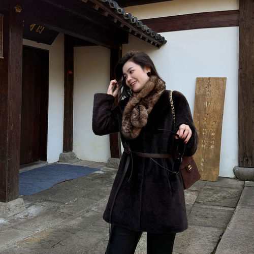 THE MENG【北欧】Lacon拉贡羊皮毛一体静奢高级新款皮草外套女冬
