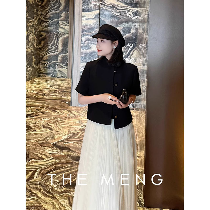 THE MENG【高知】精纺桑蚕丝羊毛小香风简奢通勤时装感短外套女夏