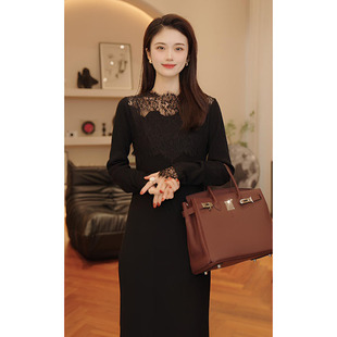 纯色针织打底连衣裙 THE 绵羊毛圆领长袖 流仙裙 M244G0057 MENG