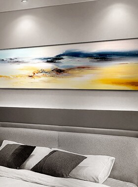 石来运转卧室装饰画现代抽象主卧床头挂画横版简约高级感客厅壁画