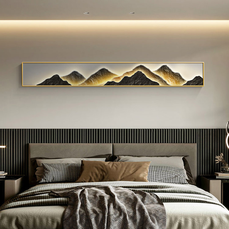 《明月山川》背有靠山客厅装饰画轻奢窄长条沙发背景墙挂画山水画,家居饰品,现代装饰画,淘宝优惠券,粉丝福利购,淘宝优惠卷