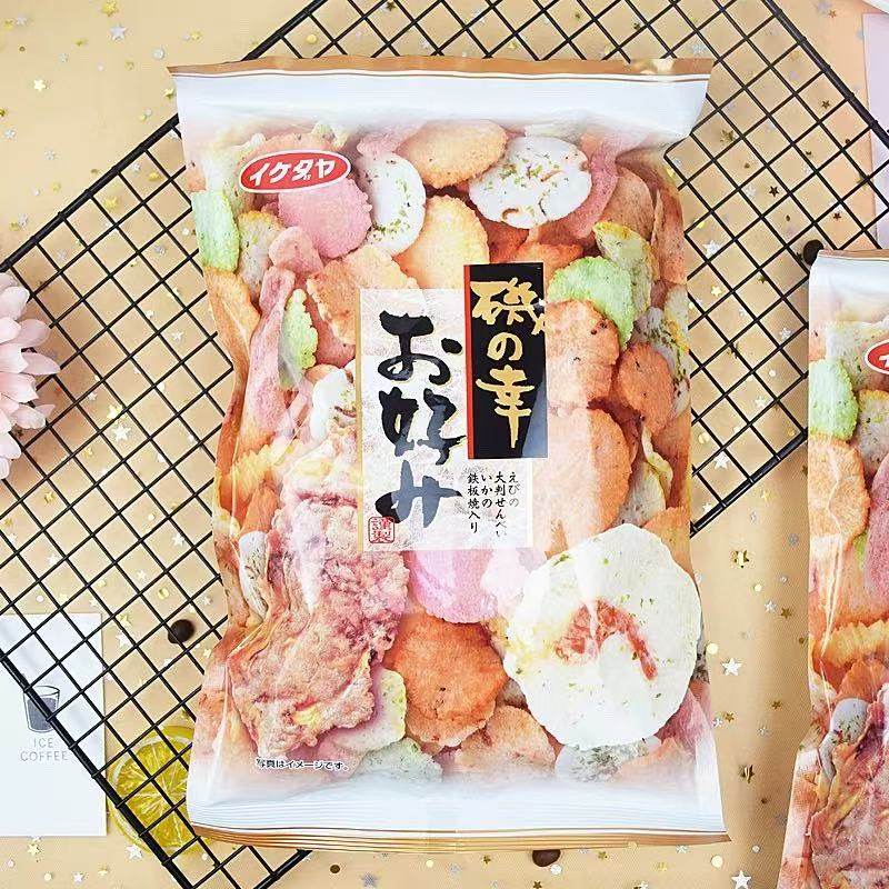 日本进口池田屋虾饼什锦海鲜鱿鱼鲜虾片仙贝米饼米果网红膨化零食