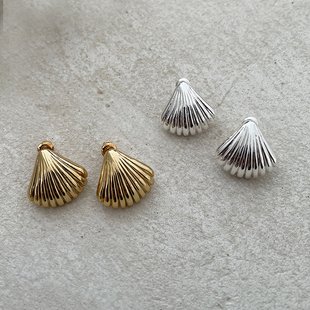 Always 耳环小众设计感金属镀金925银针 贝壳耳钉ins博主fever同款