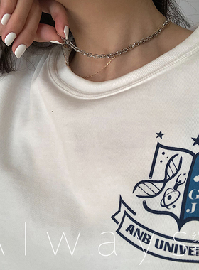 Always两色链条拼接设计酷项链