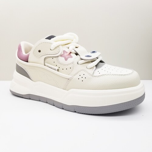 意尔康女鞋2025春季新款学生休闲街头板鞋丑萌厚底百搭增高小白鞋