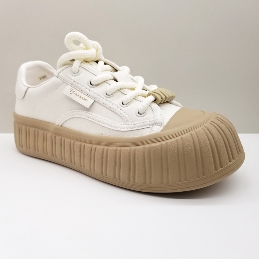 意尔康女鞋2024秋季新款复古时尚厚底休闲帆布鞋百搭运动小白鞋女