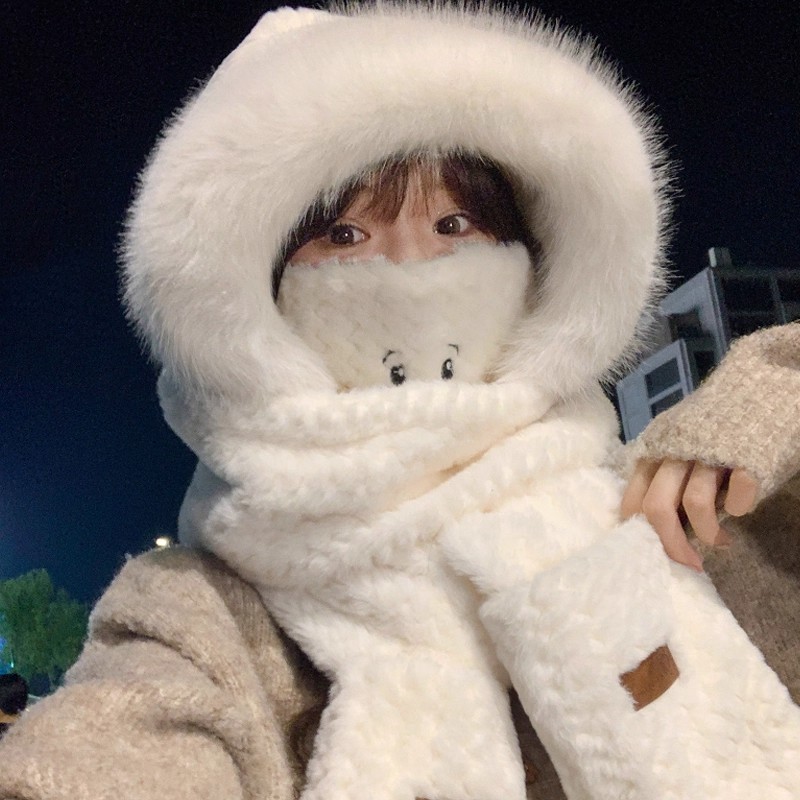 可爱毛绒保暖护耳帽手套围脖