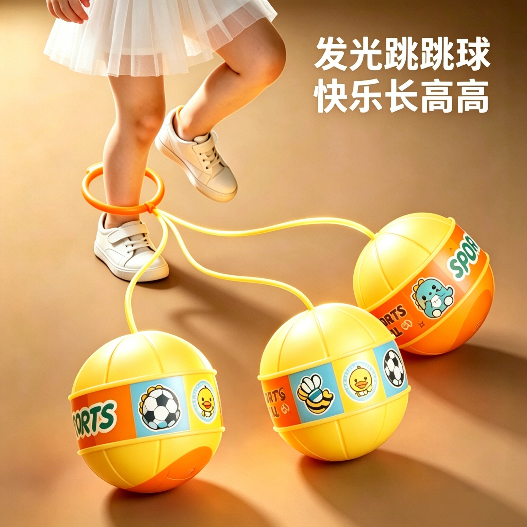发光跳跳球儿童夜光闪光蹦蹦甩脚球套脚甩圈脚上呼啦圈单脚甩腿球