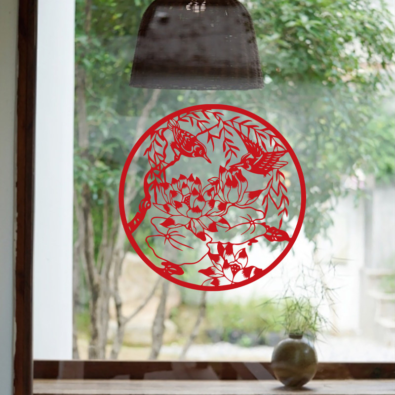 2025新年装饰橱窗户玻璃门福字贴纸节日场景氛围布置花鸟窗花贴画