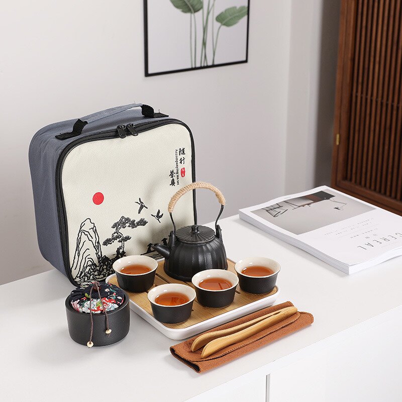 淄博博山陶瓷琉璃大观园户外便携旅行茶具套装办公家用收纳商务图片