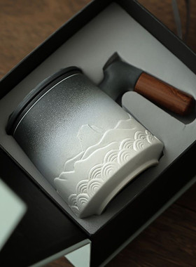 淄博博山陶瓷琉璃大观园山海行陶瓷过滤泡茶杯马克杯茶水分离杯