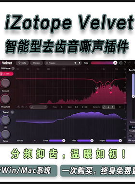 iZotope Velvet 智能型人声去齿音嘶声杂音效果器混音插件