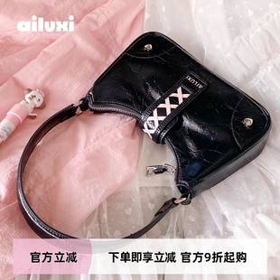 斜挎包黑色高級(jí)感女款 愛(ài)路喜腋下包女小眾設(shè)計(jì)大容量新款 手提包包