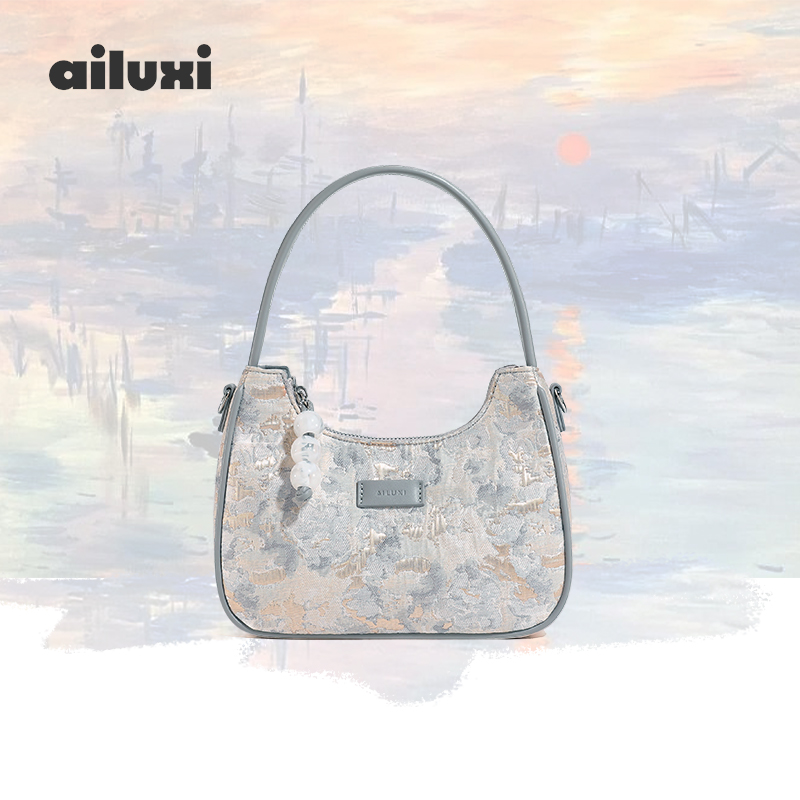 爱路喜复古油画月牙腋下包