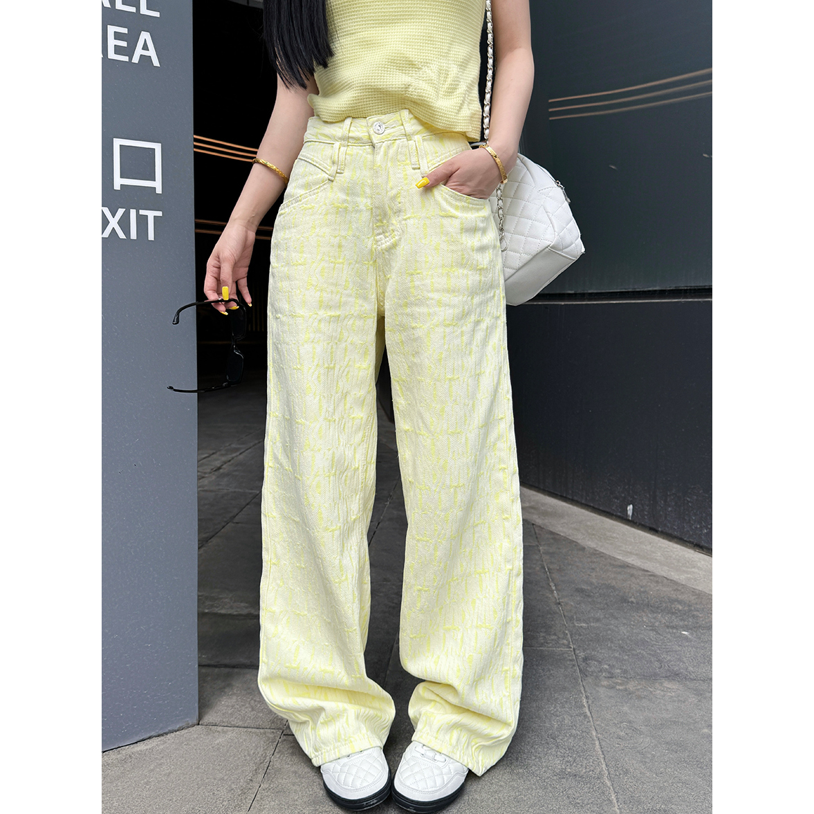 XIA²夏夏【柠檬黄】百搭高腰直筒牛仔裤SP/ULI4896