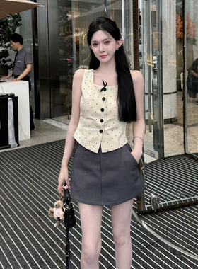 XIA²夏夏【秘密花园】波点马甲灰色裤裙套装 SS/ULI4482