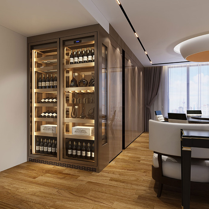 不锈钢酒架置物架家用展示柜恒温常温酒柜高端酒庄酒窖陈列柜定制