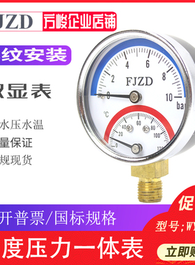 包邮温度压力一体表WY-60双显表10bar分水器地暖水压表上海方峻